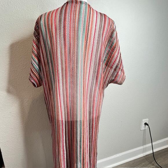 A'gaci Neutral Multi-Striped Knit Long Cardigan Sz Small - Picture 6 of 12